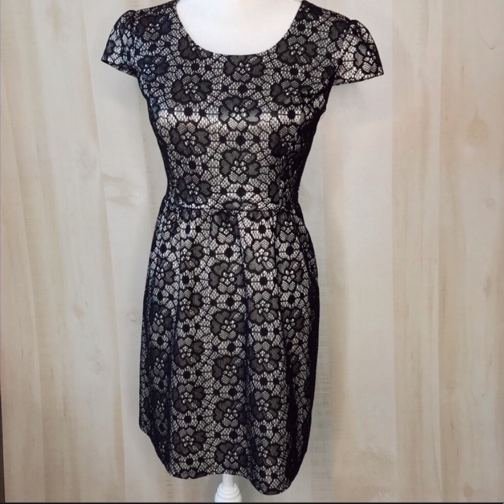 SWEET STORM Black Floral Lace Sheat Dress